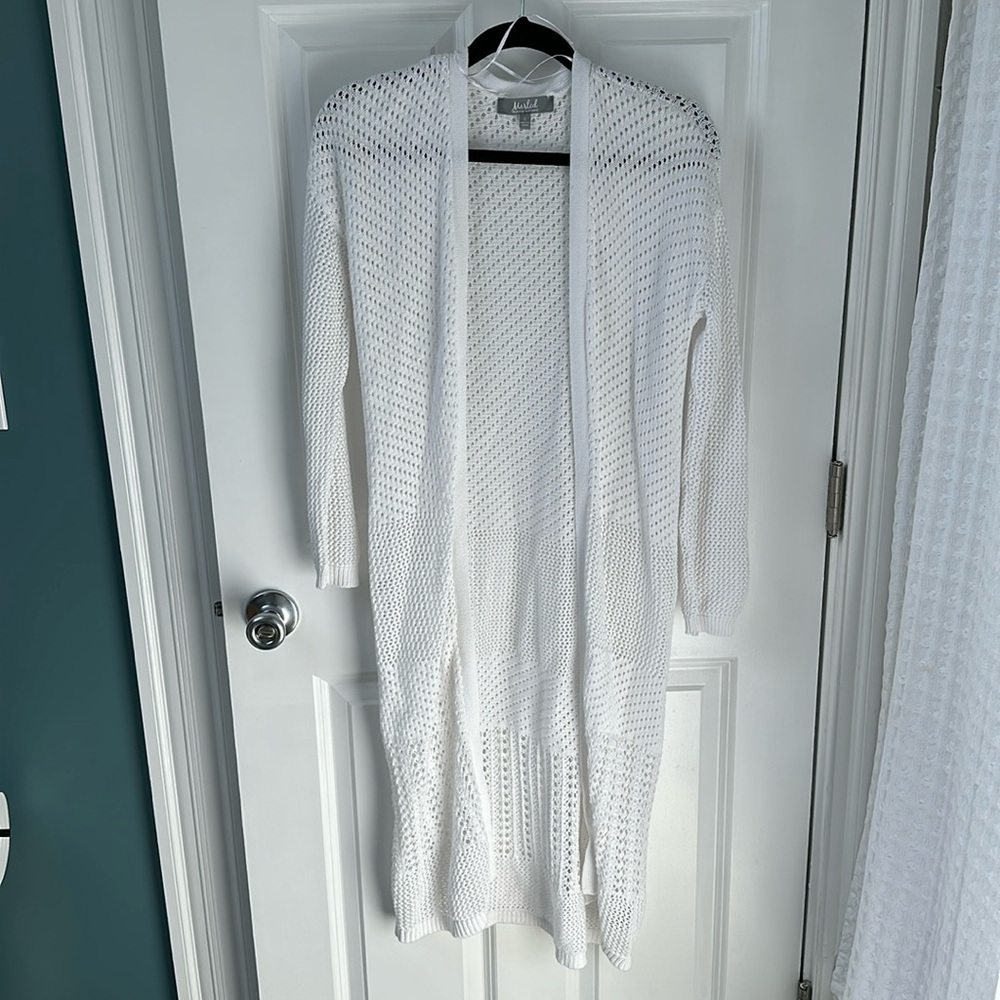 Long White Crochet Sweater